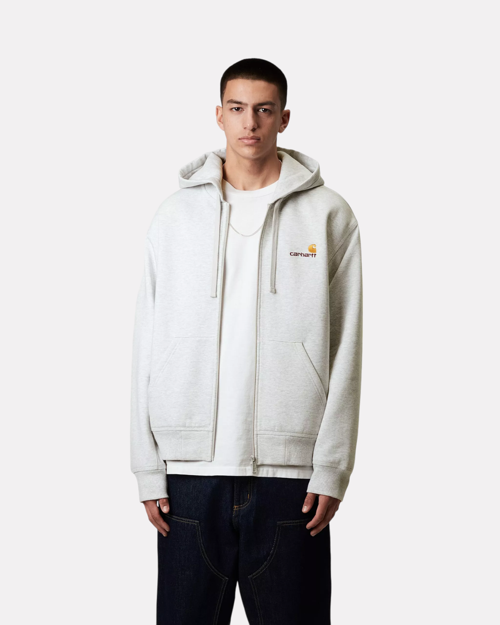 CARHARTT WIP - HOODED AMERICAN SCRIPT ASH