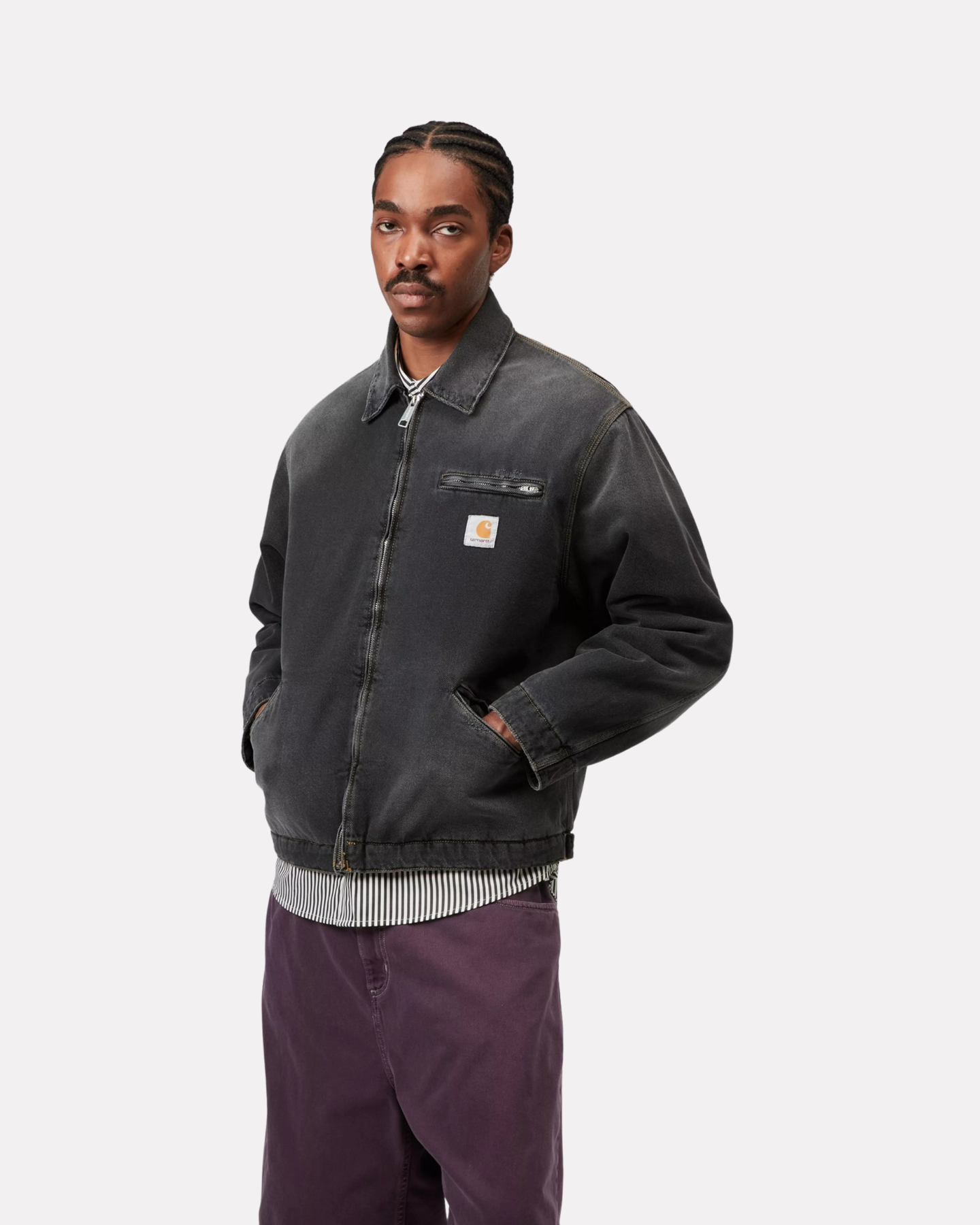 CARHARTT WIP - OG DETROIT JACKET BLACK GRIND WASH