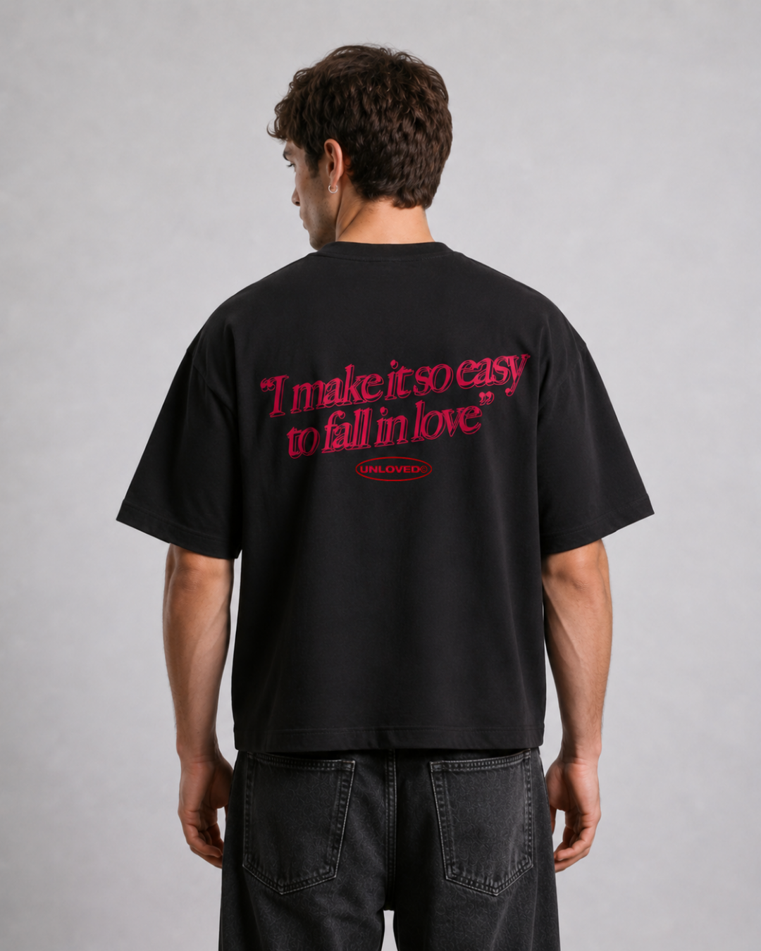 Unloved - Fall in love boxy tee nero