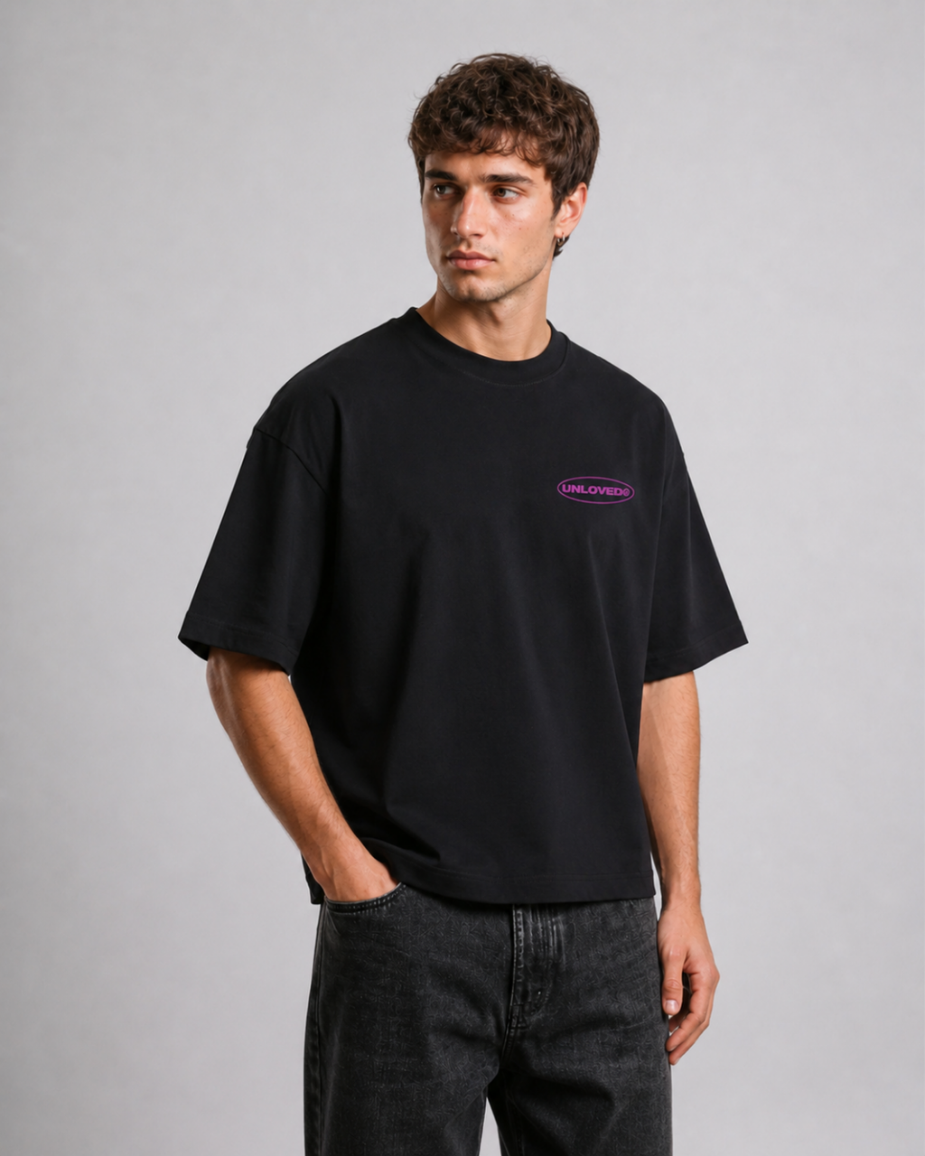 Unloved - Broken heart tee boxy tee nera
