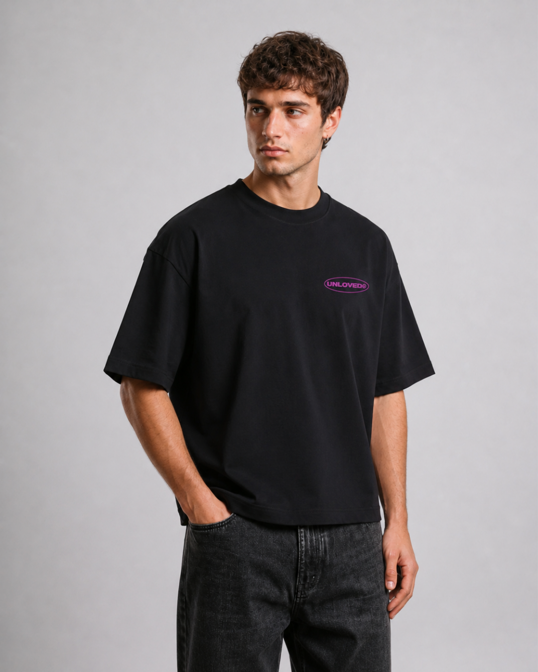 Unloved - Broken heart tee boxy tee nera