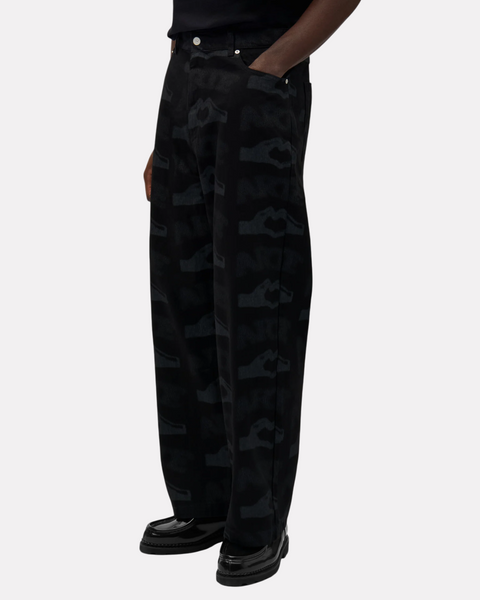 ARTE ANTWERP - HEART PRINT PANTS LASER BLACK