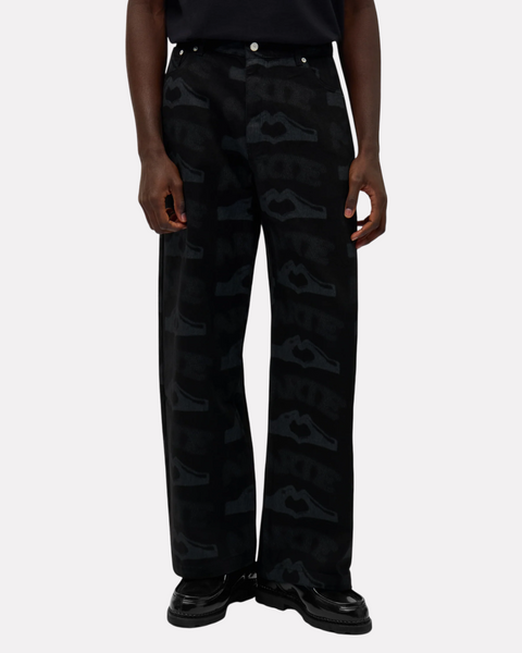 ARTE ANTWERP - HEART PRINT PANTS LASER BLACK