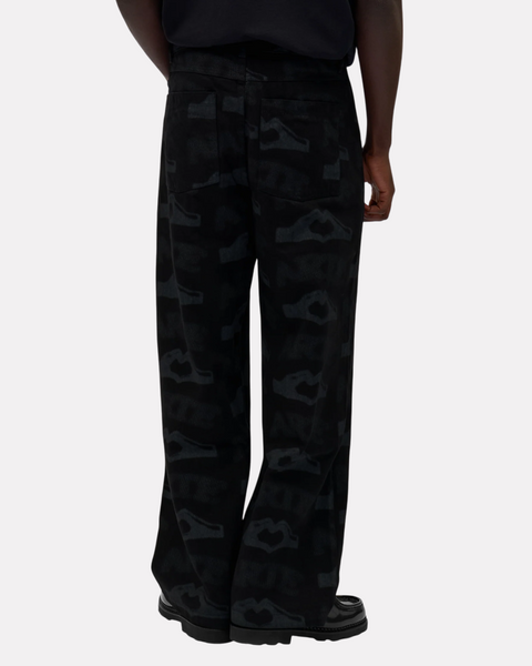 ARTE ANTWERP - HEART PRINT PANTS LASER BLACK