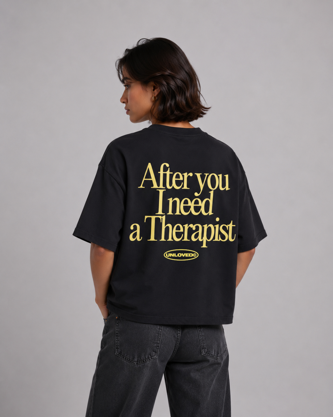 Unloved - Therapist boxy tee nera