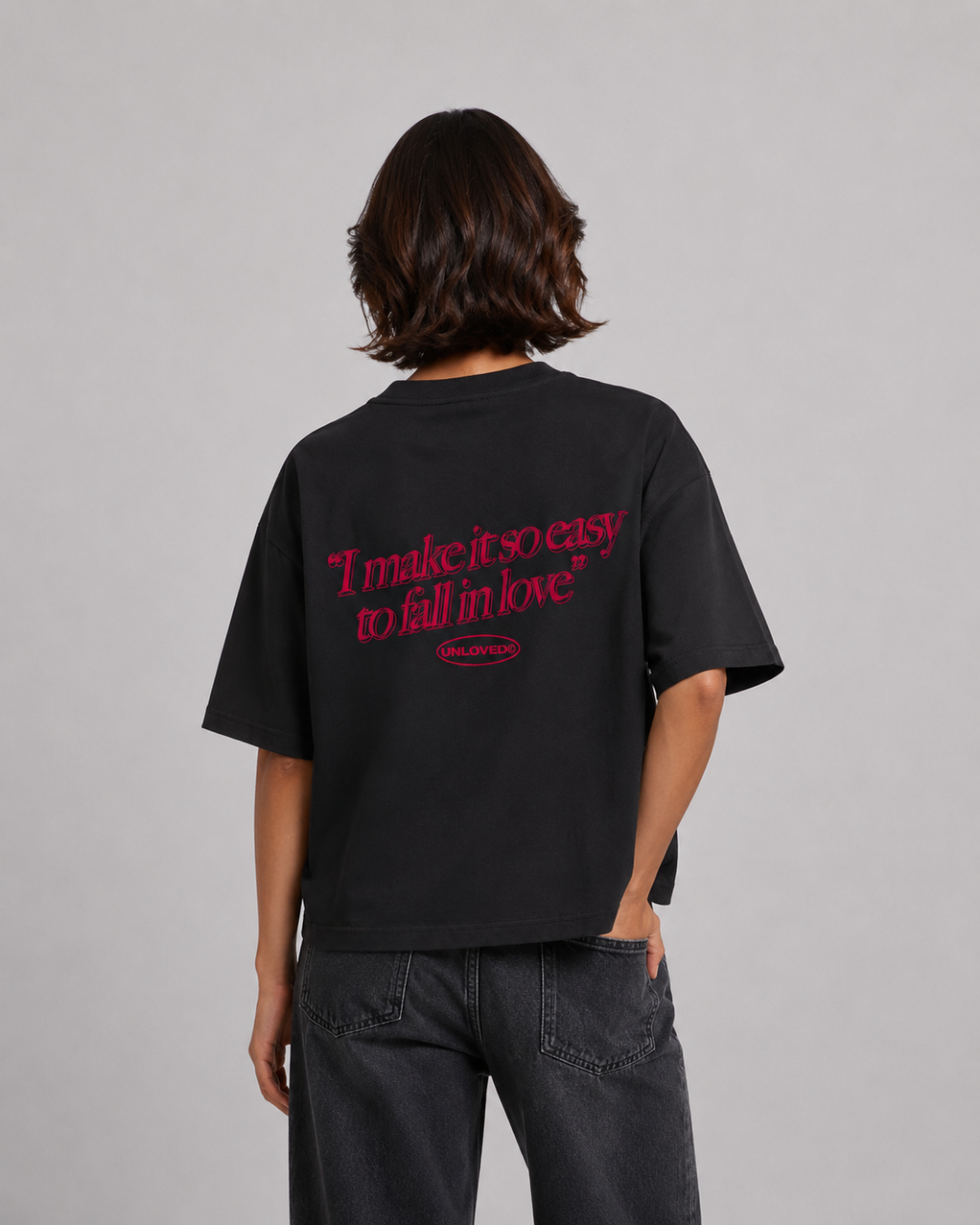 Unloved - Fall in love boxy tee nero