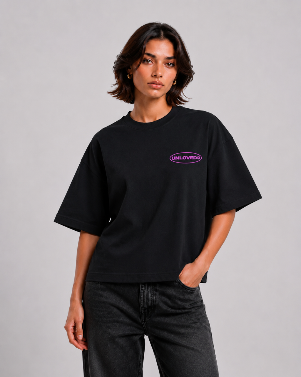 Unloved - Broken heart tee boxy tee nera
