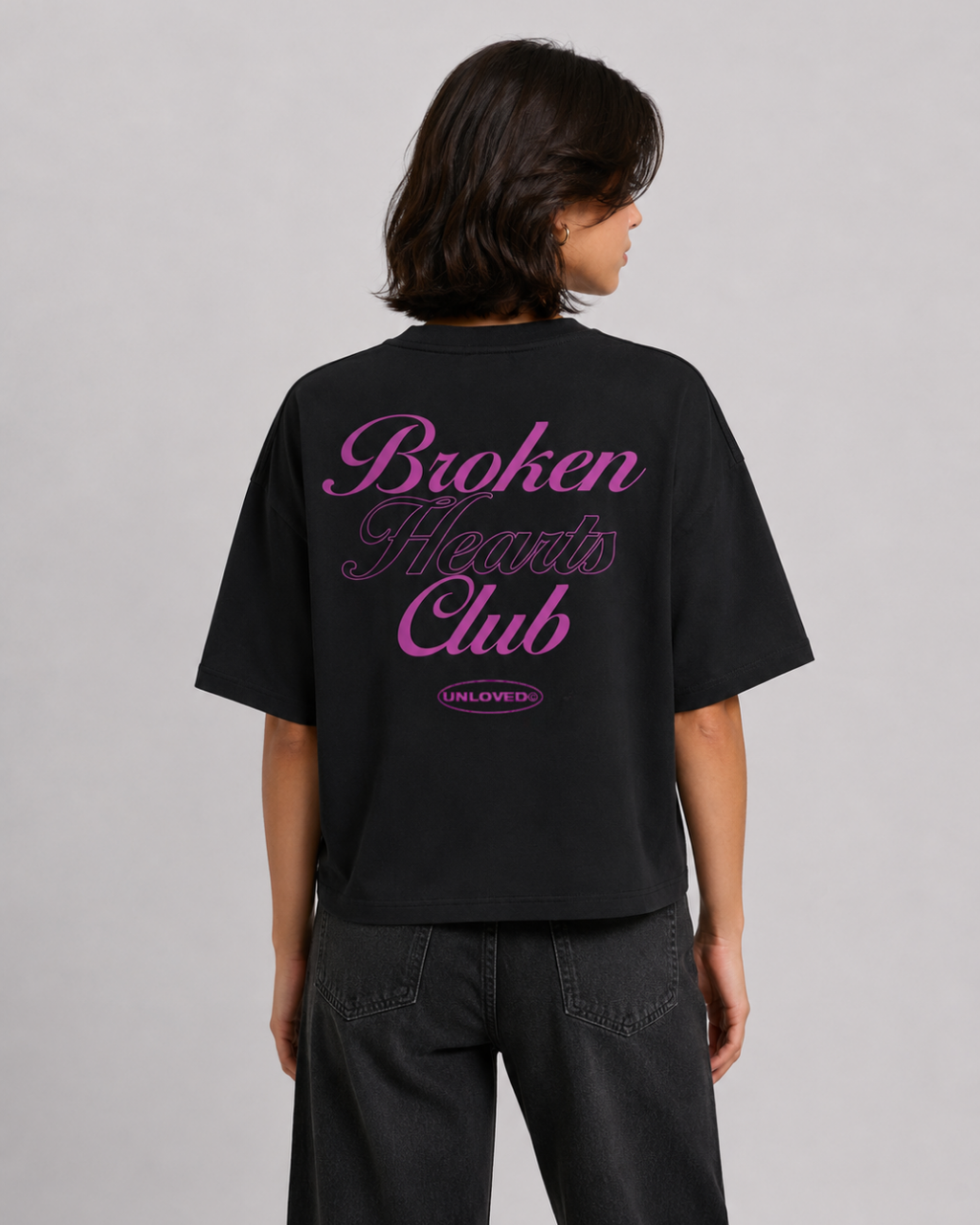 Unloved - Broken heart tee boxy tee nera