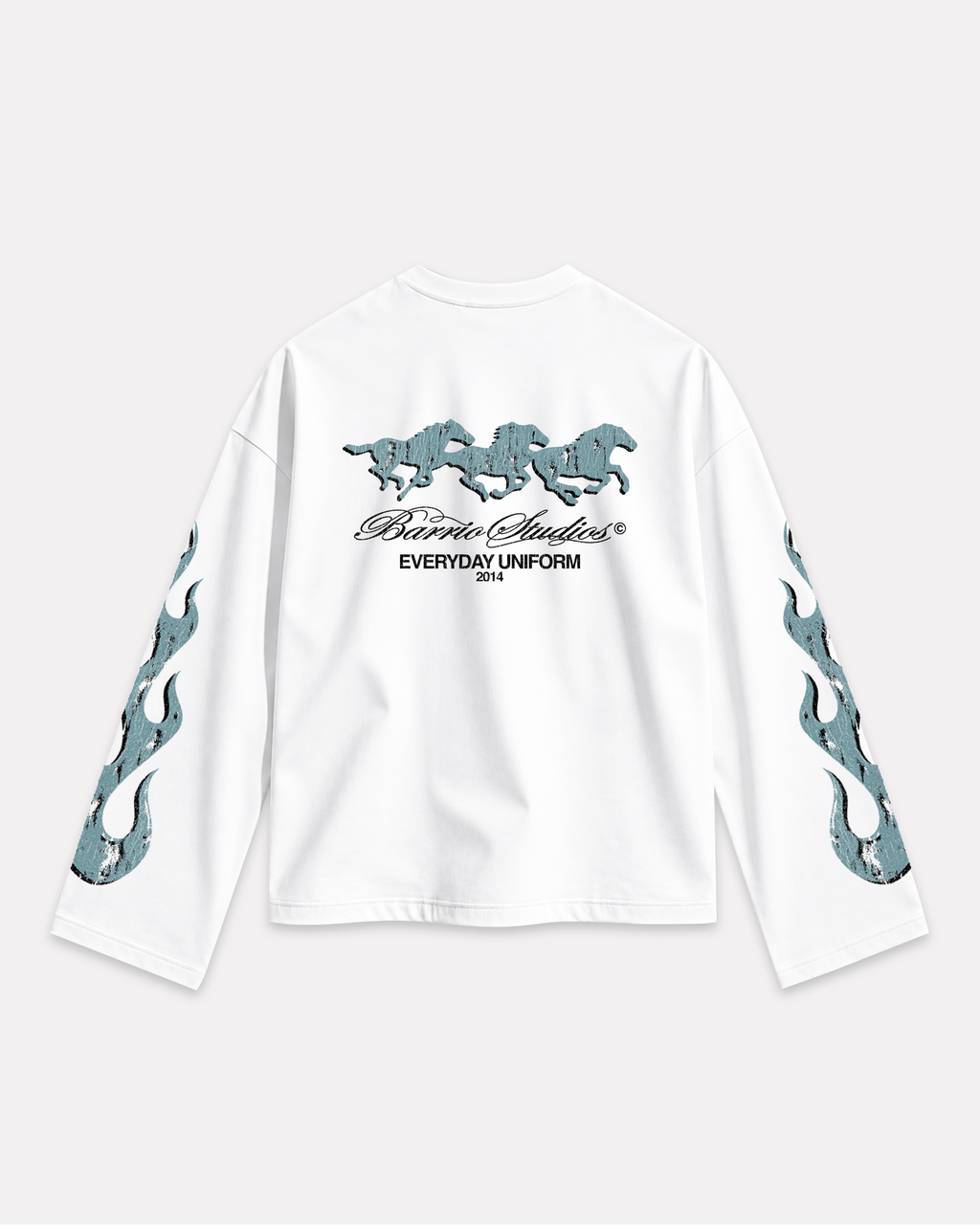 Barrio Studios - Flame longsleeve tee bianco