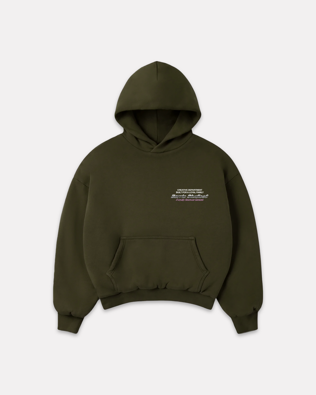 BARRIO STUDIOS - CHROME INFO BOXY HOODIE OLIVE