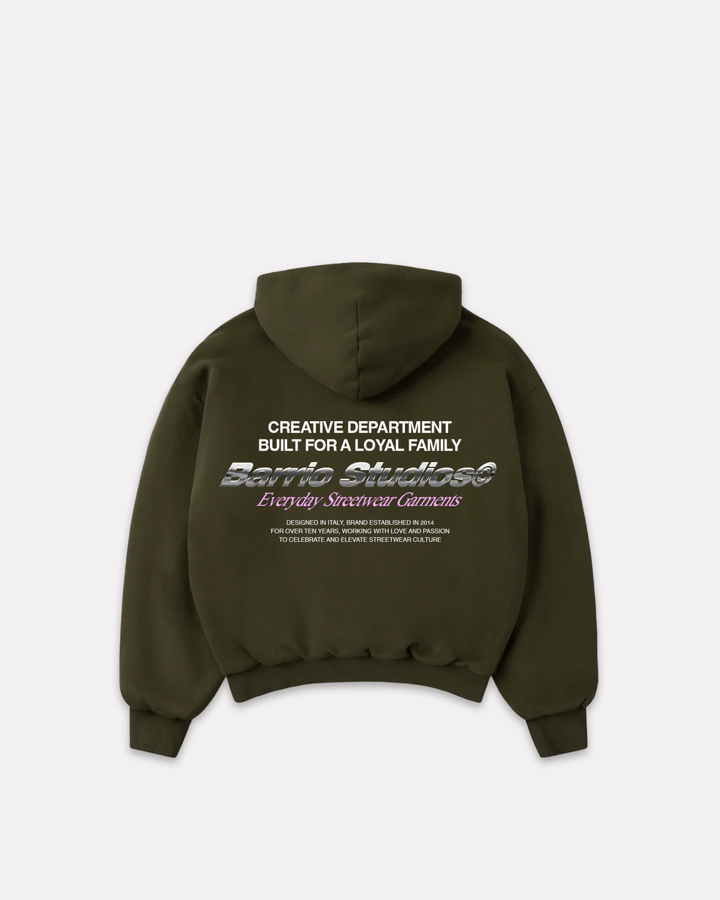 BARRIO STUDIOS - CHROME INFO BOXY HOODIE OLIVE