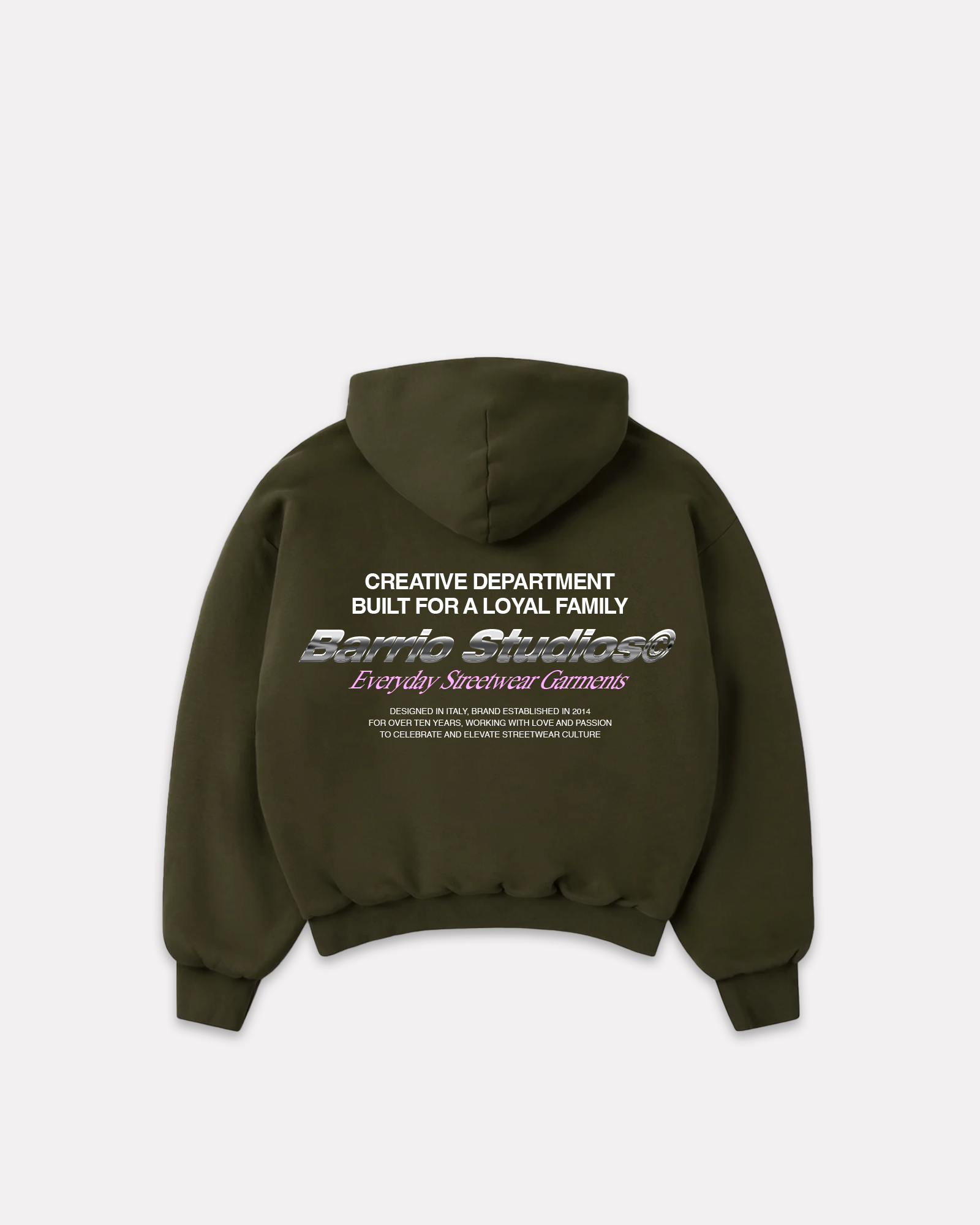 BARRIO STUDIOS - CHROME INFO BOXY HOODIE OLIVE