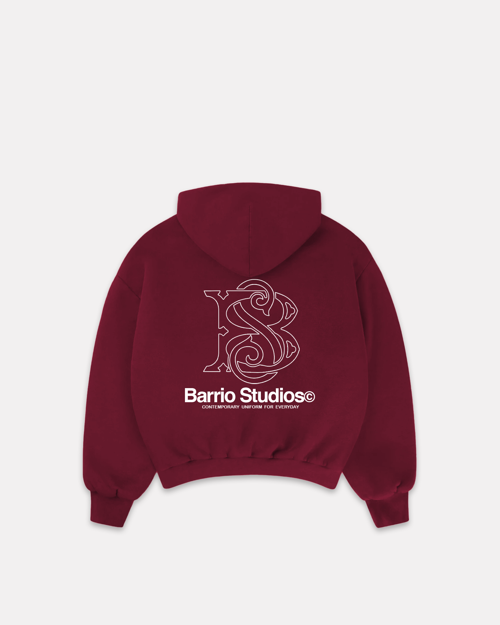 BARRIO STUDIOS - MONOGRAM BOXY HOODIE BORDEAUX