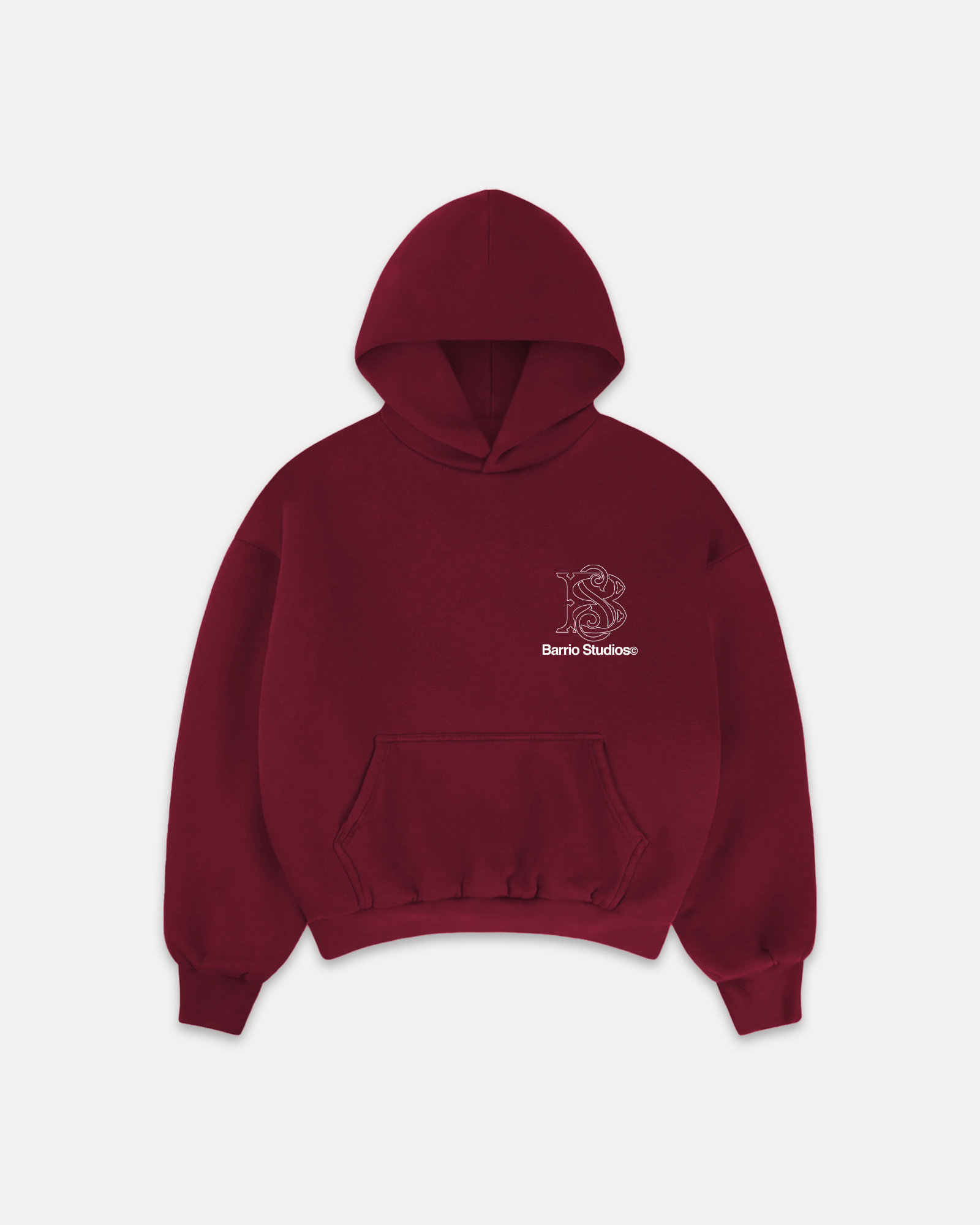 BARRIO STUDIOS - MONOGRAM BOXY HOODIE BORDEAUX