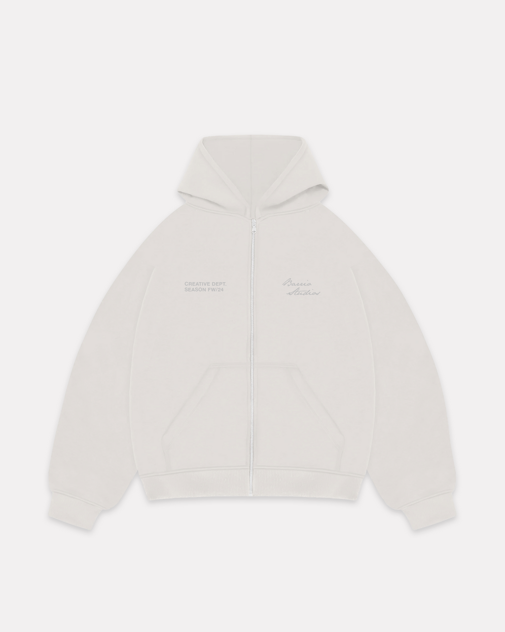 Barrio Studios - Zip up boxy hoodie bianco panna