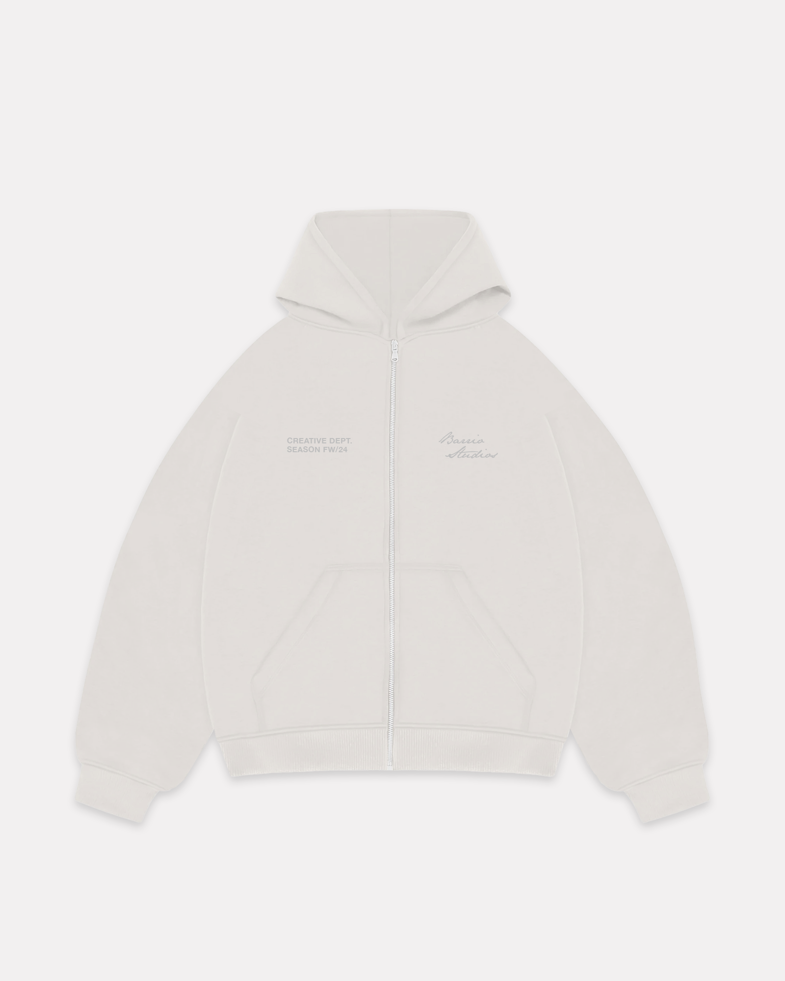 Barrio Studios - Zip up boxy hoodie bianco panna
