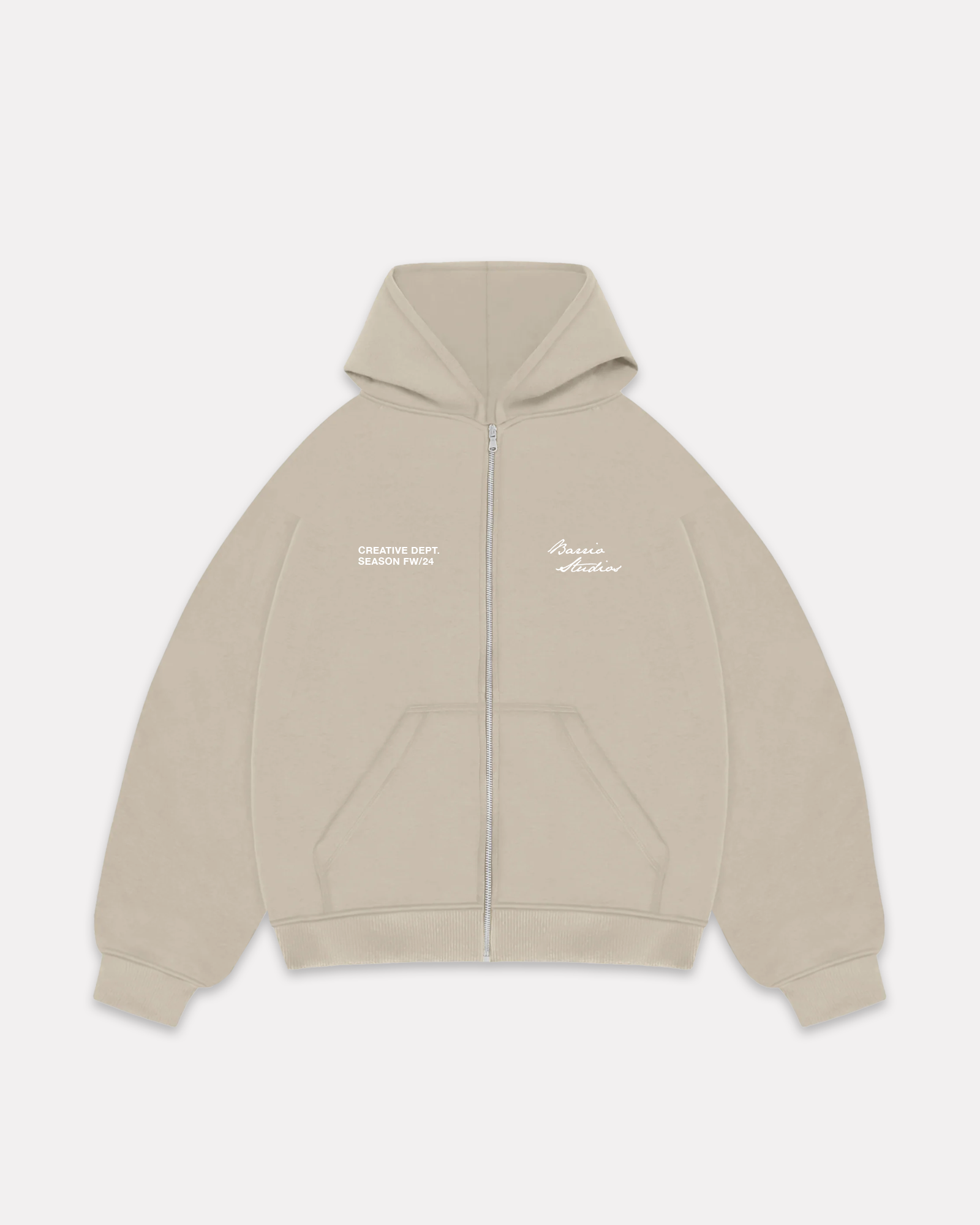 BARRIO STUDIOS - ZIP UP BOXY HOODIE SABBIA