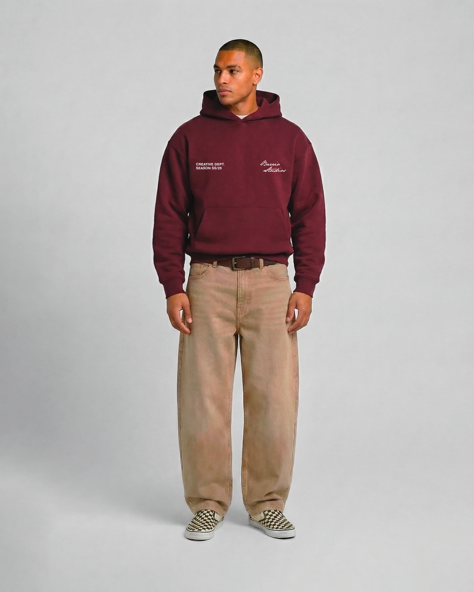 Barrio Studios - Rainbow boxy hoodie bordeaux