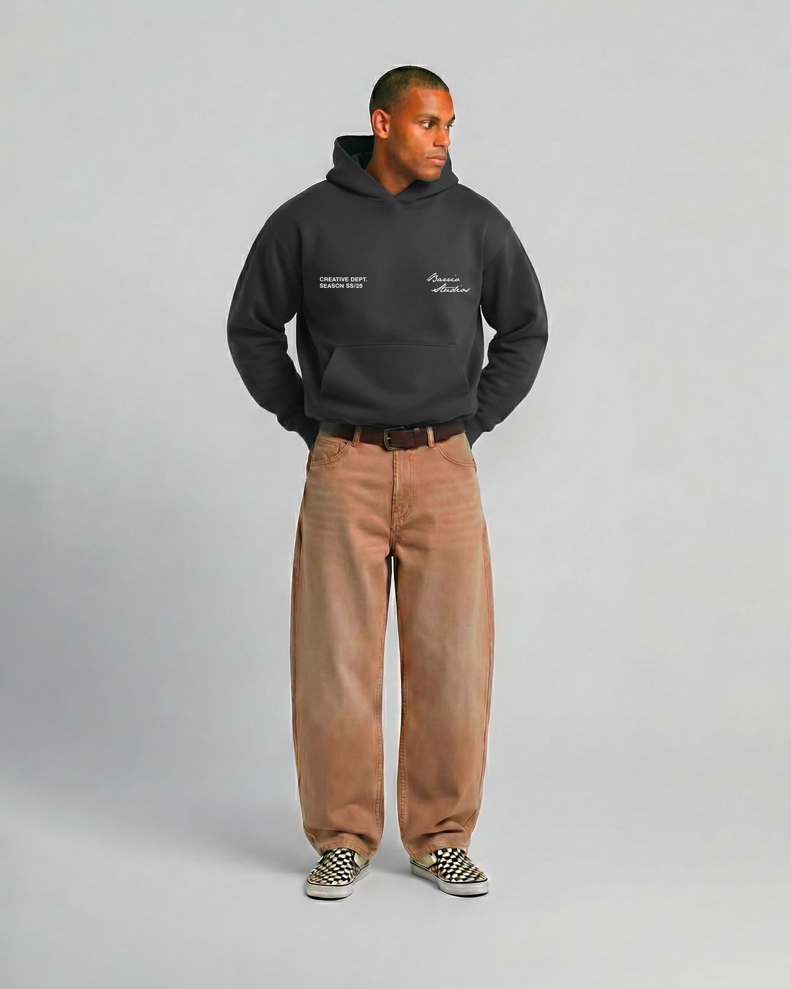 Barrio Studios - Rainbow boxy hoodie grigio scuro