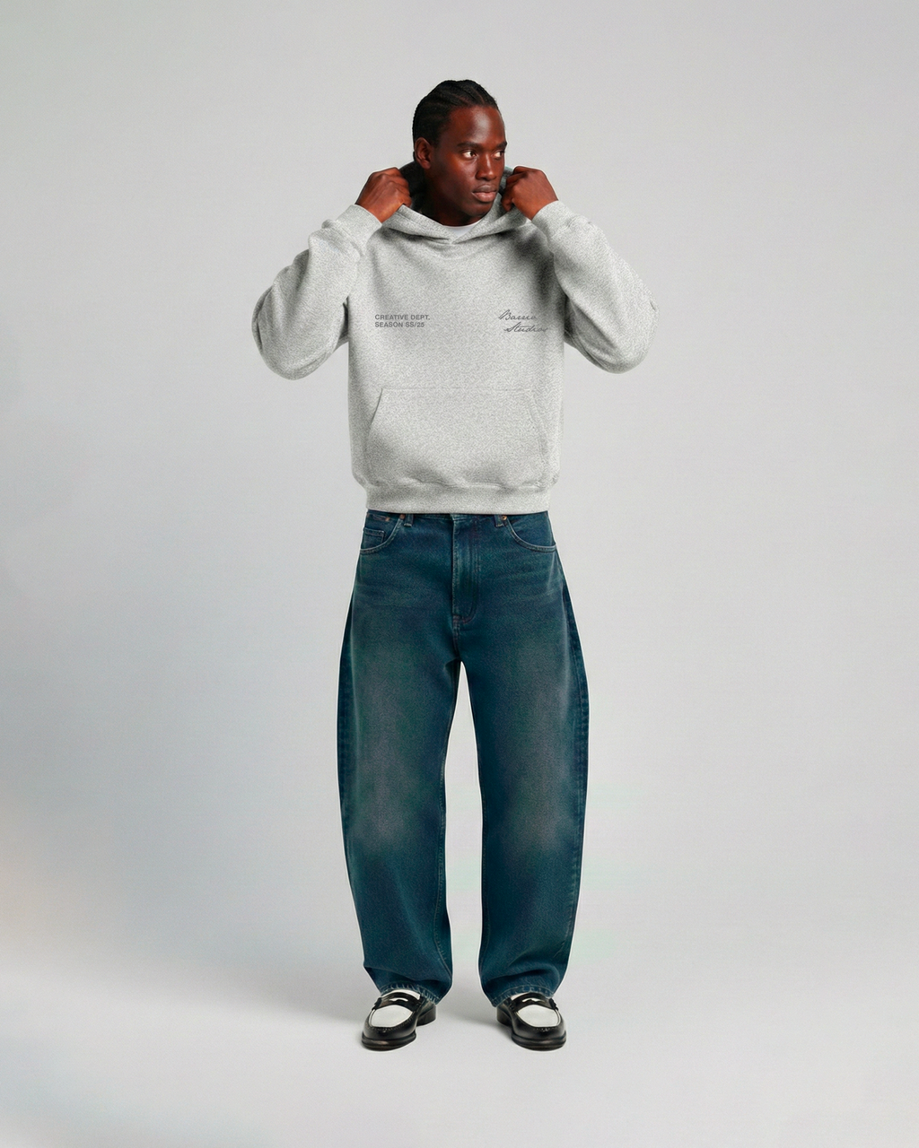 Barrio Studios - Rainbow boxy hoodie grigio chiaro