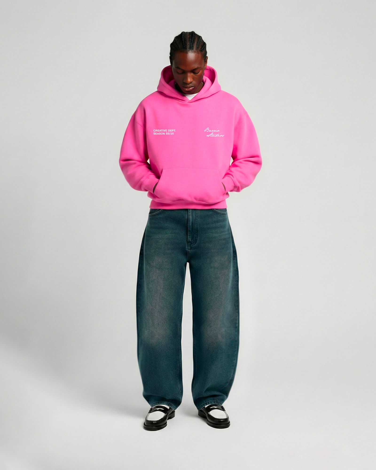 Barrio Studios - Rainbow boxy hoodie rosa