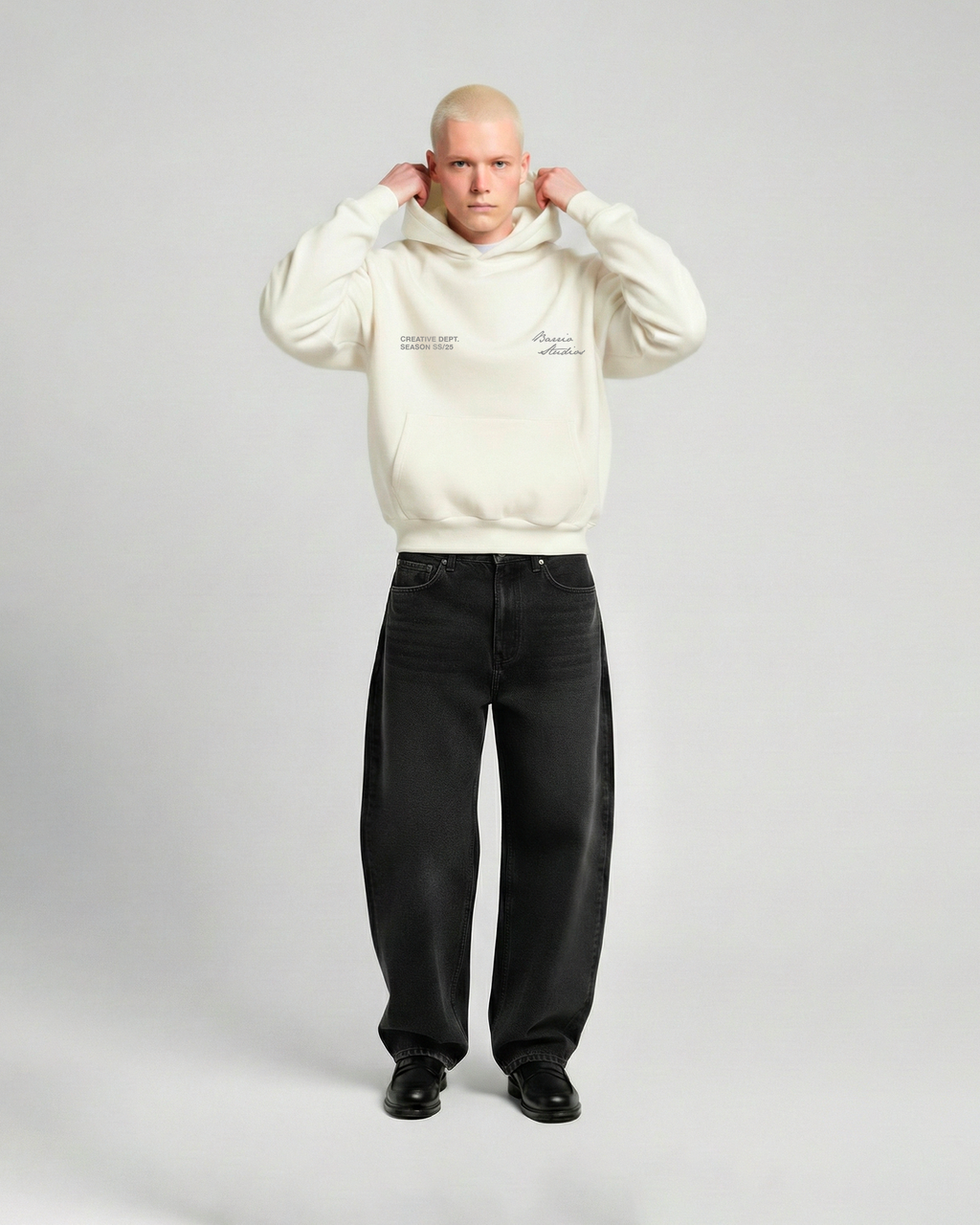 Barrio Studios - Rainbow boxy hoodie bianco