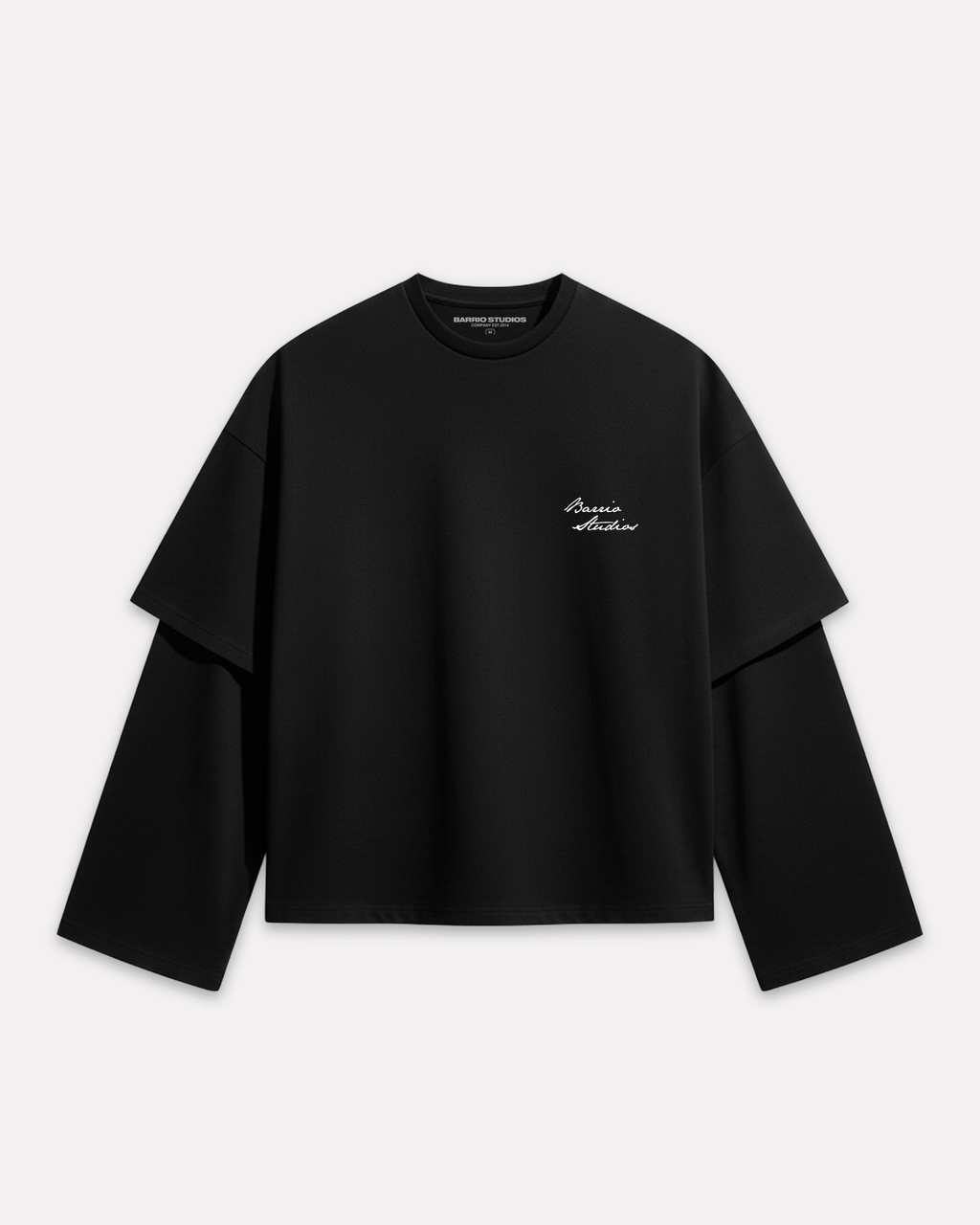BARRIO STUDIOS - DOUBLE SLEEVE CROP TEE NERO