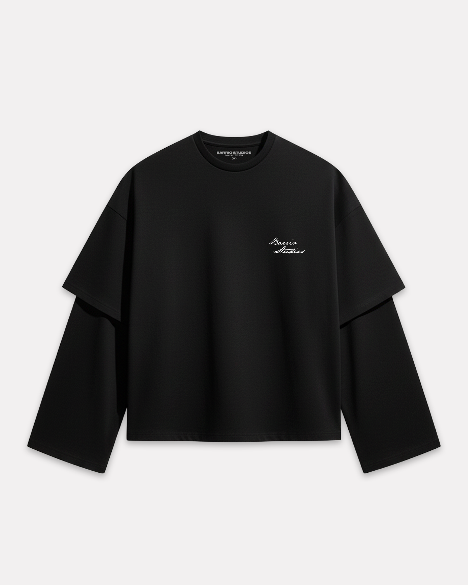 BARRIO STUDIOS - DOUBLE SLEEVE CROP TEE NERO