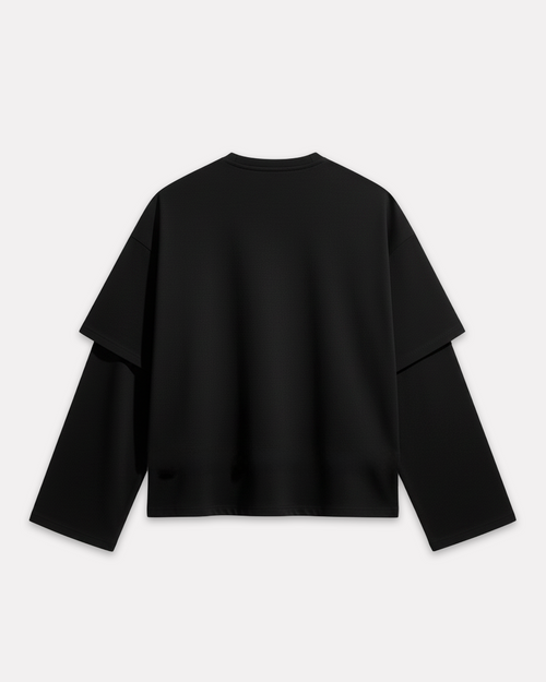 Barrio Studios - Double sleeve crop tee nero