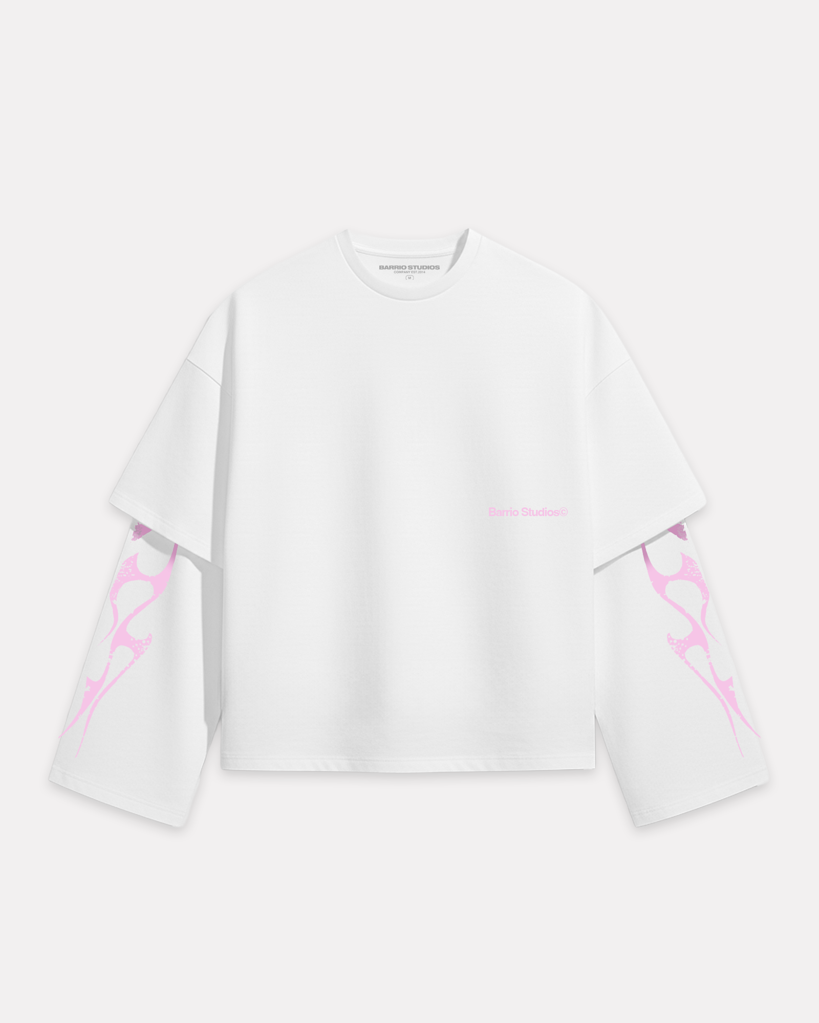 Barrio Studios - Double sleeve tribal tee bianco