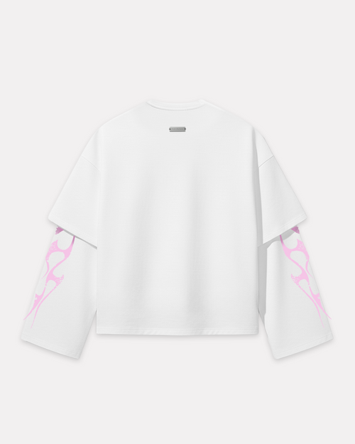 Barrio Studios - Double sleeve tribal tee bianco
