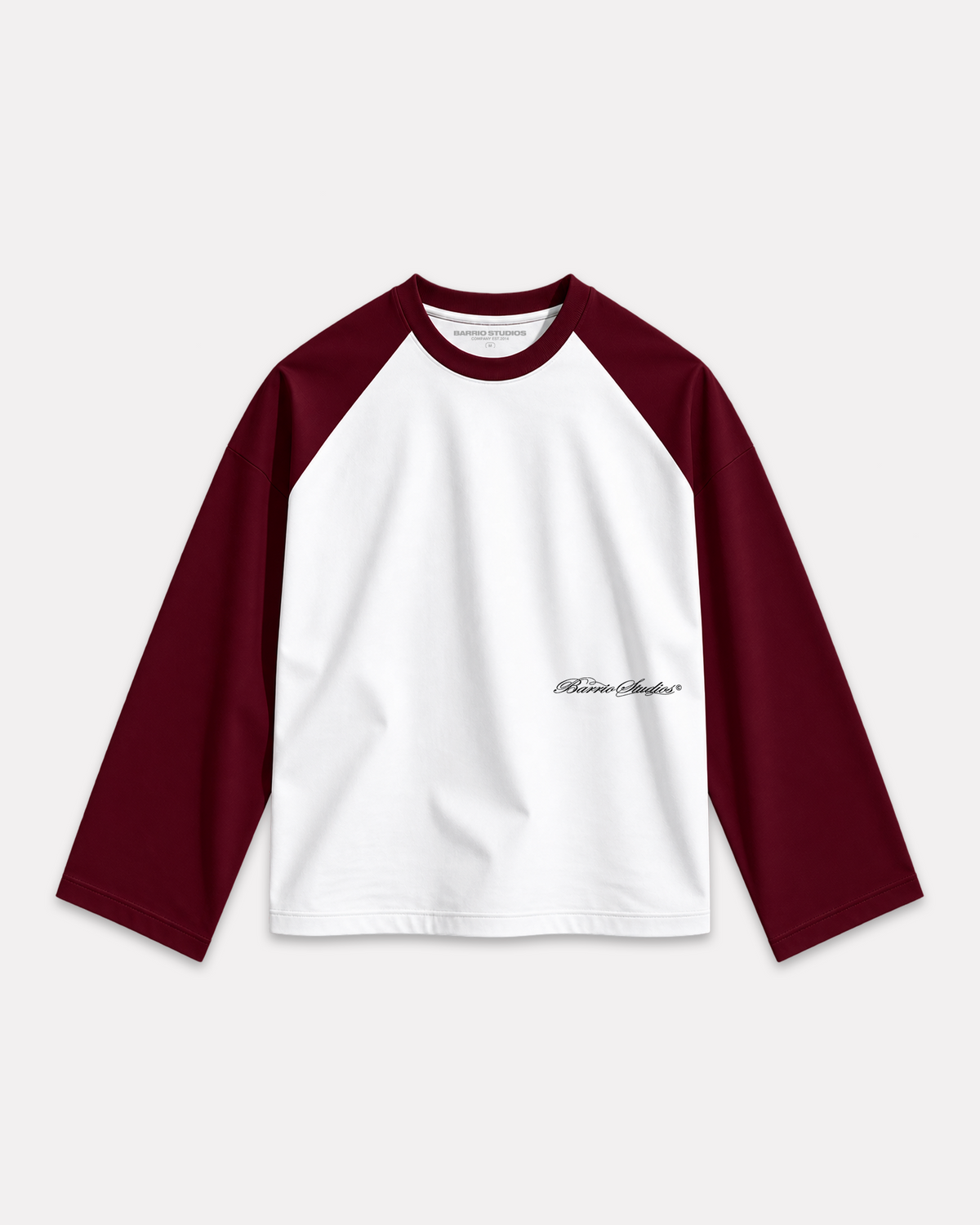 Barrio Studios - Longsleeve raglan boxy bianco bordeaux