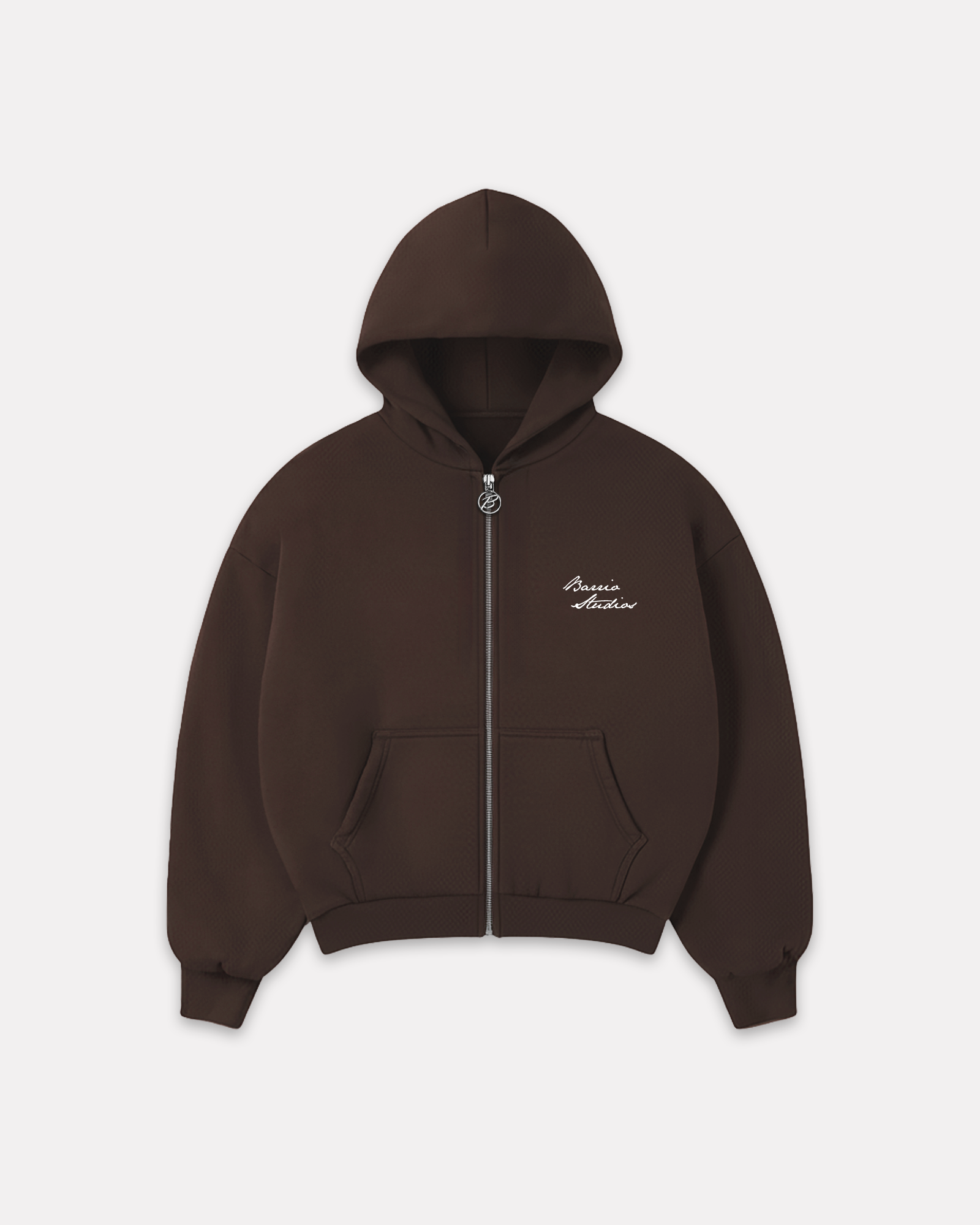 BARRIO STUDIOS - BOXY ZIP HOODIE MARRONE
