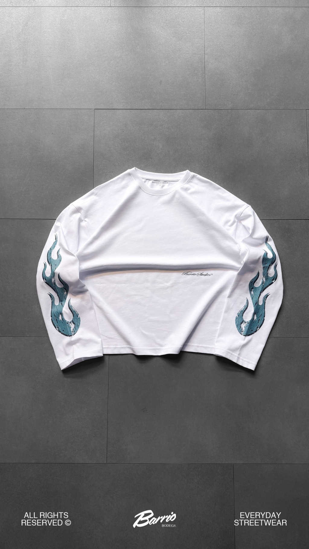 Barrio Studios - Flame longsleeve tee bianco