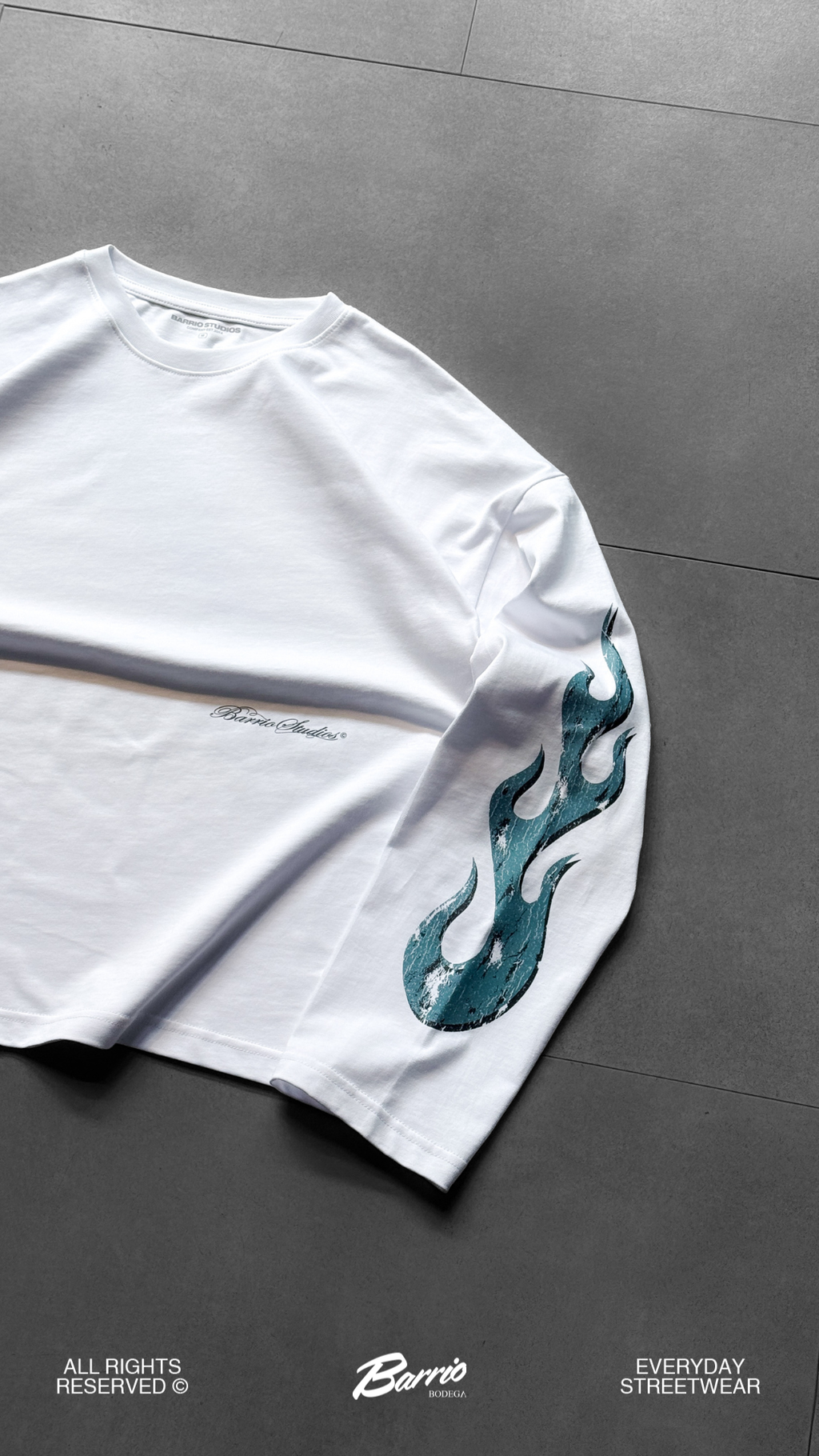 Barrio Studios - Flame longsleeve tee bianco