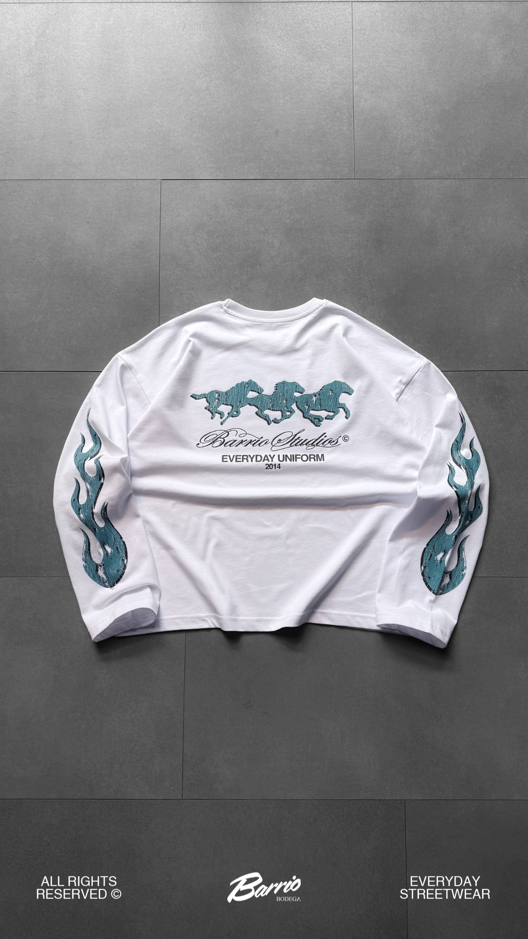 Barrio Studios - Flame longsleeve tee bianco