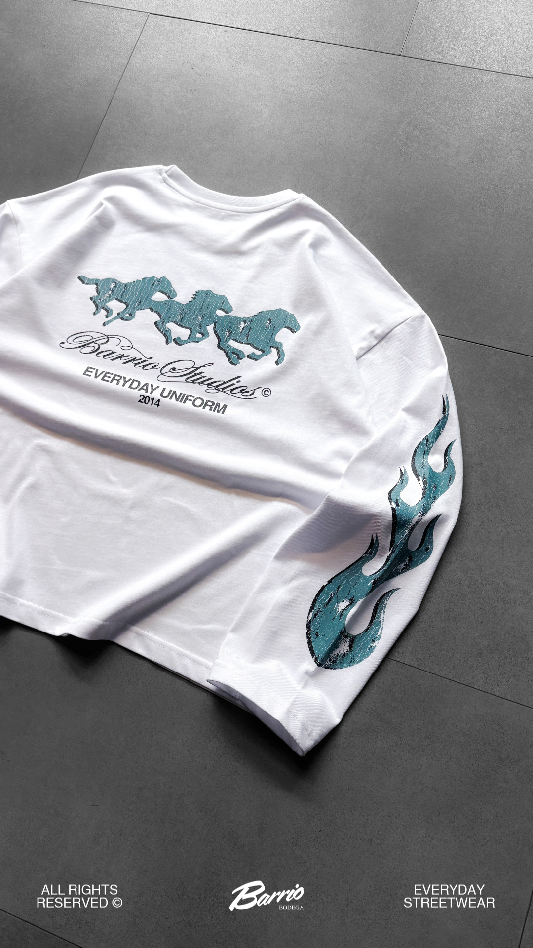 Barrio Studios - Flame longsleeve tee bianco