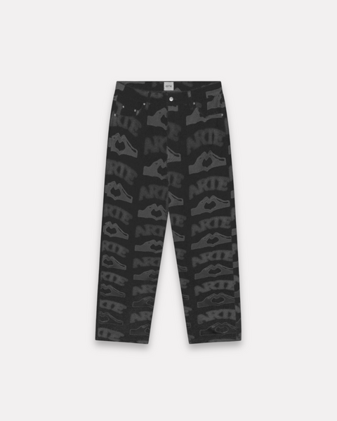 ARTE ANTWERP - HEART PRINT PANTS LASER BLACK