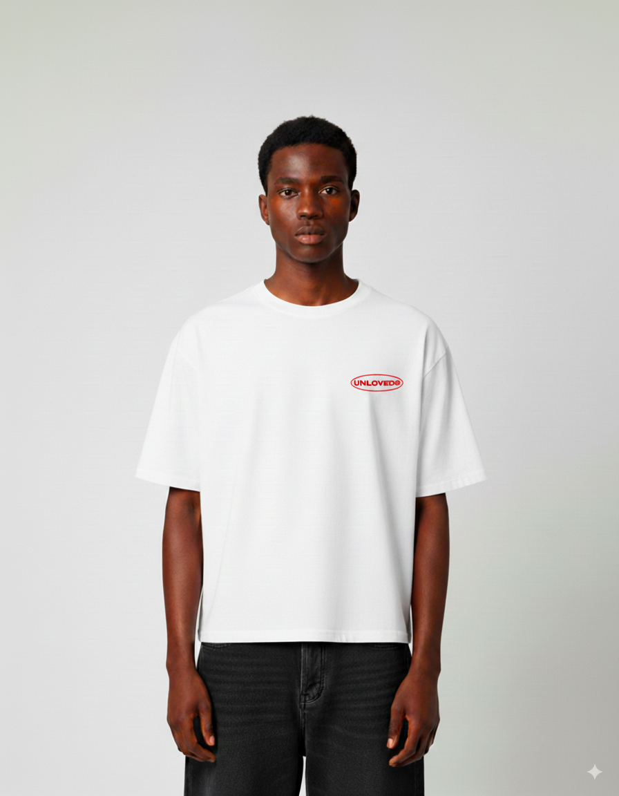 Unloved - Red flag boxy tee bianca