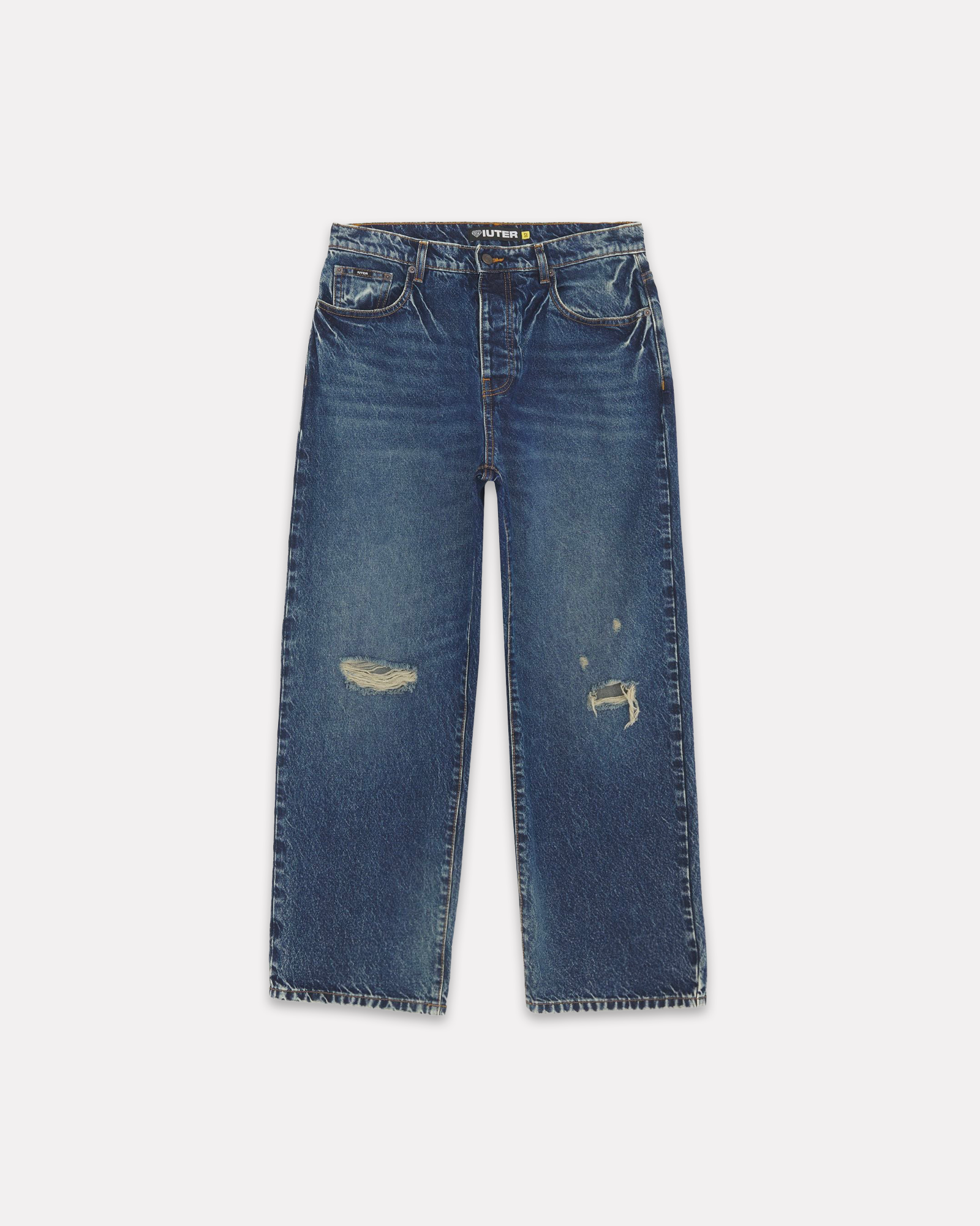 Iuter - Baggy denim pants distressed dark blue