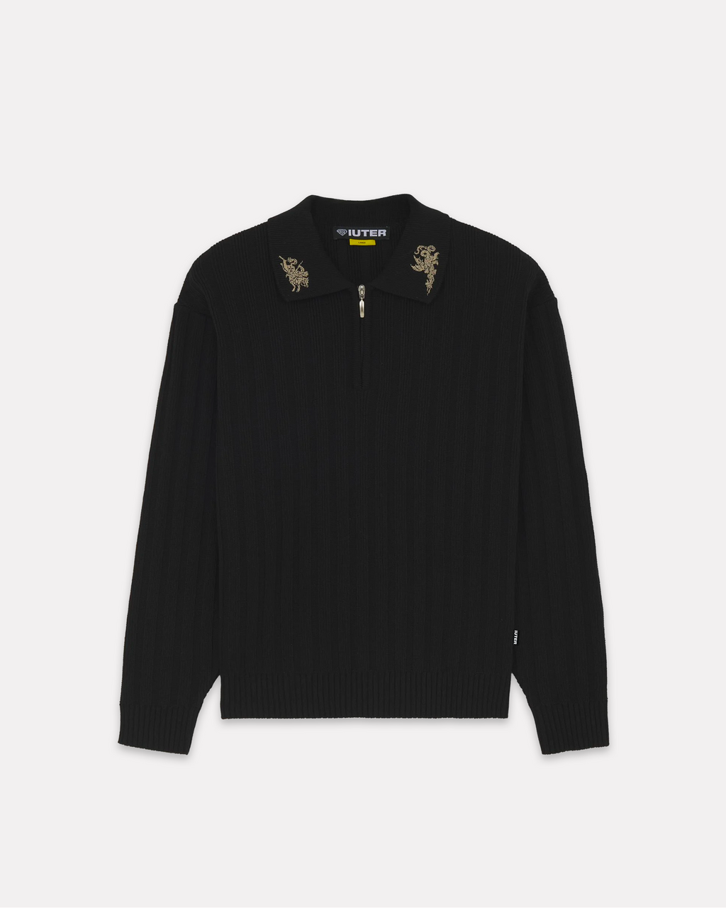 Iuter - Courage half zip knit polo black
