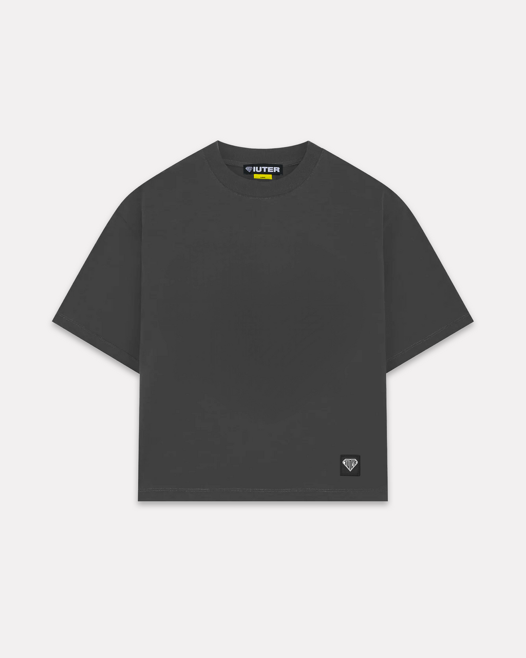 IUTER - LABEL RIBBED TEE ASPHALT