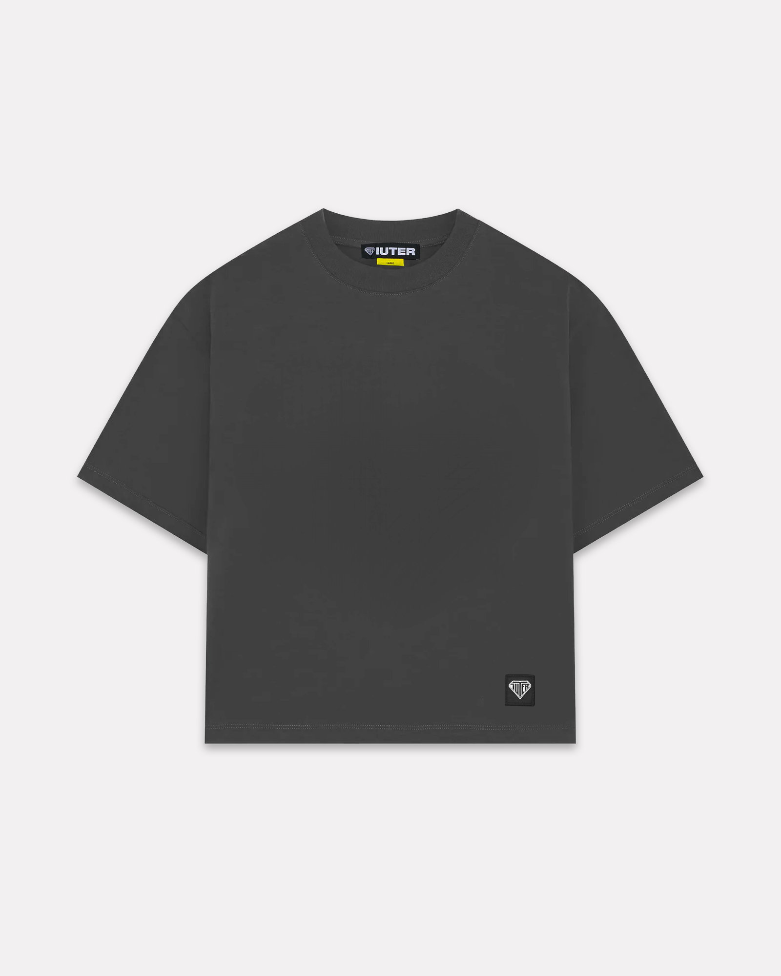IUTER - LABEL RIBBED TEE ASPHALT