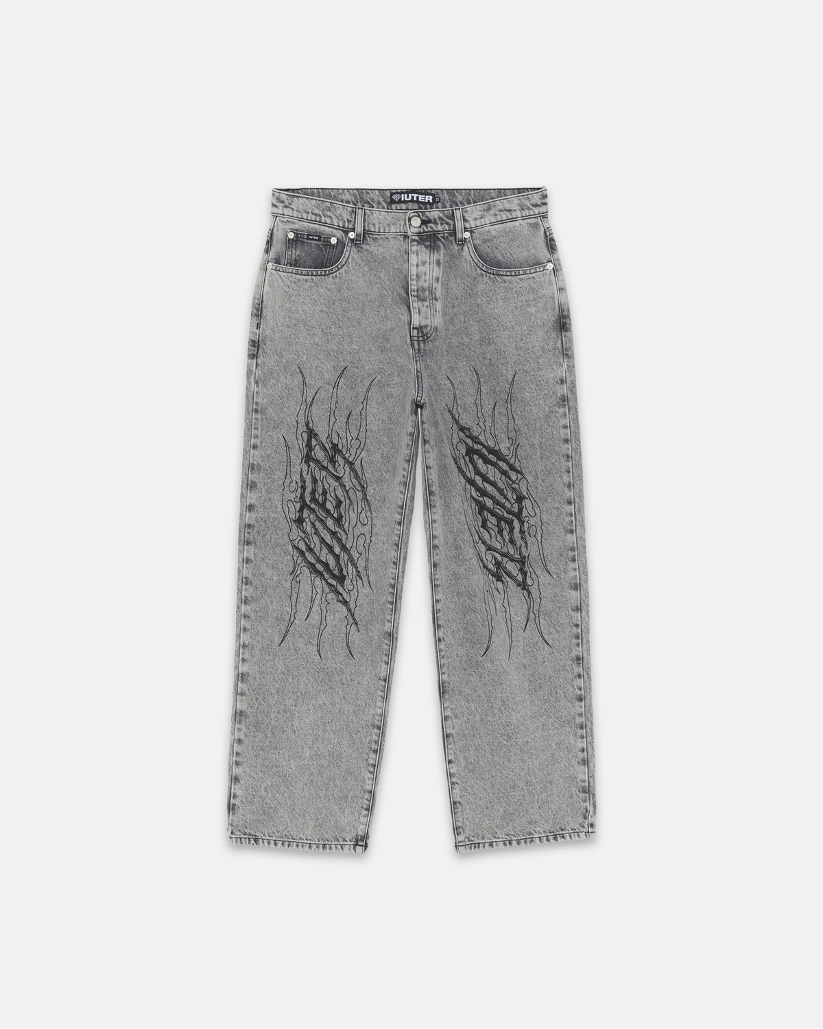 Iuter - Tribal baggy denim pants grey treated