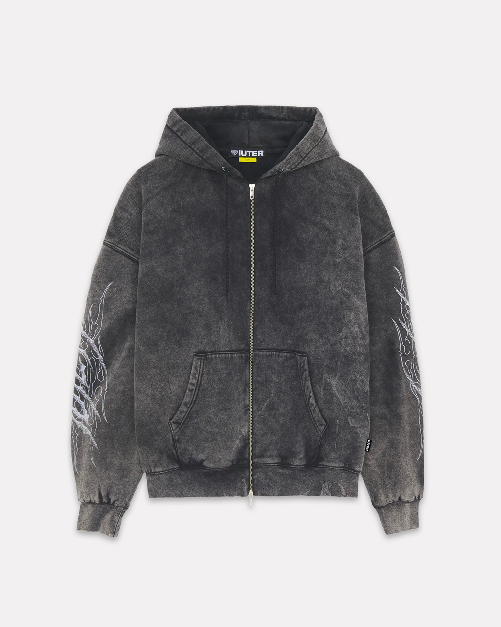 Iuter - Tribal zip hoodie marble black