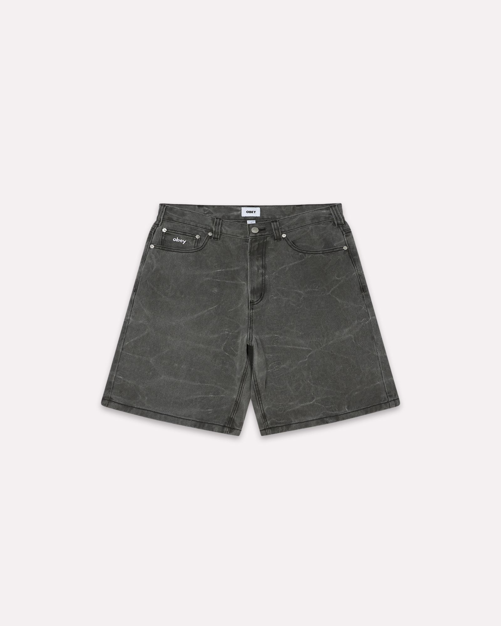 Obey - Bigwig baggy denim short black wrinkle wash