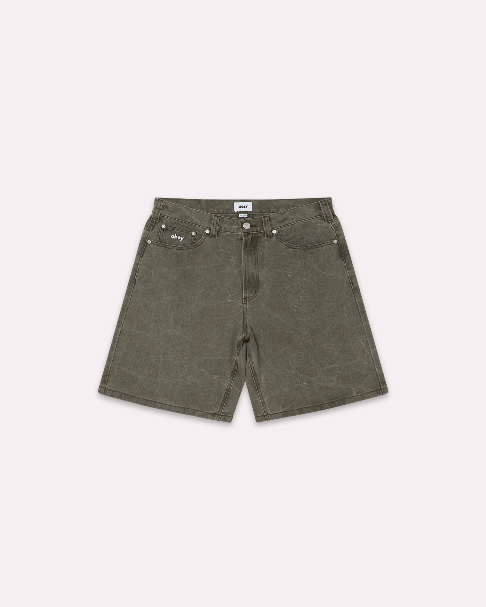 Obey - Bigwig baggy denim short olive wrinkle wash