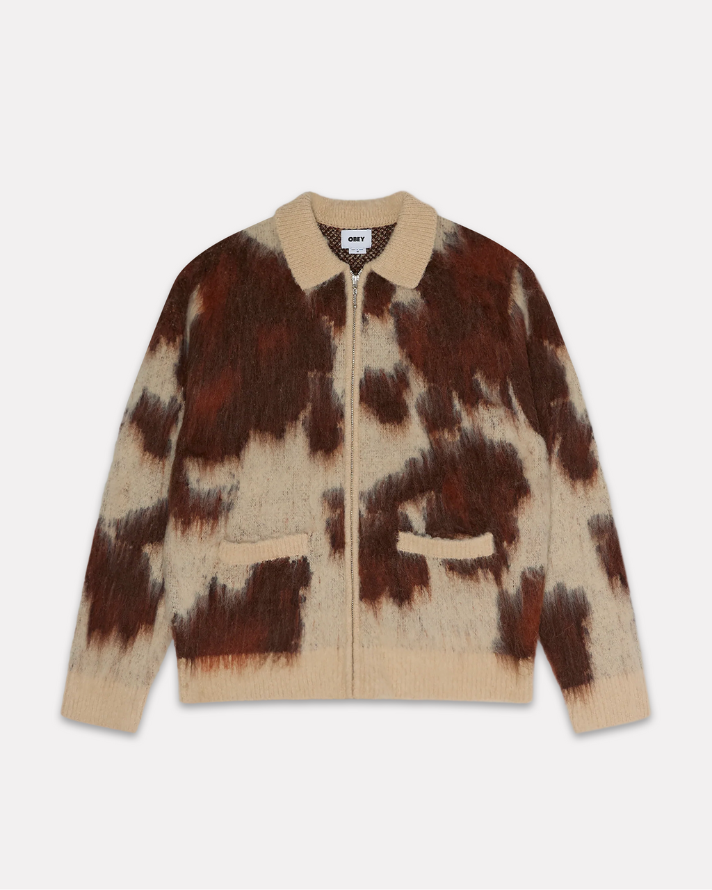 Obey - Cow pattern zip sweater