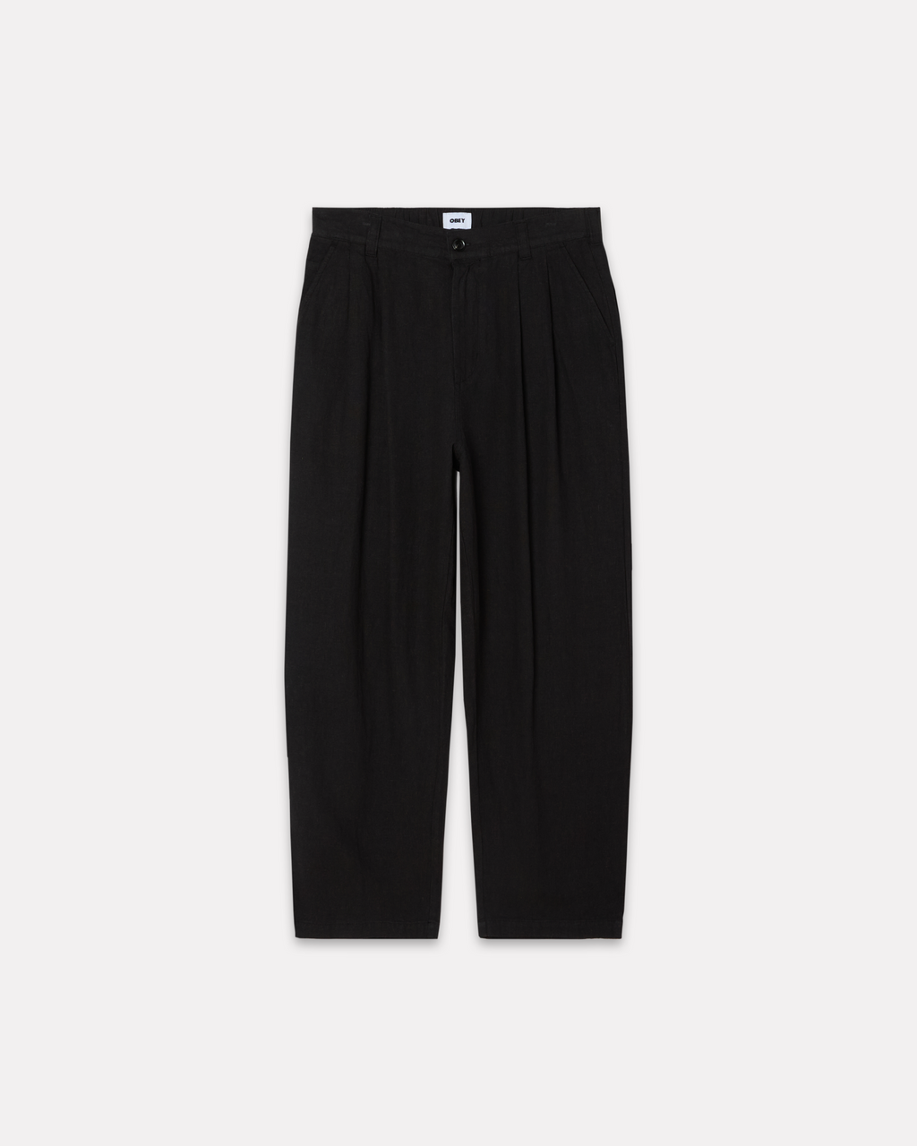 Obey - Foster pleated linen pant black