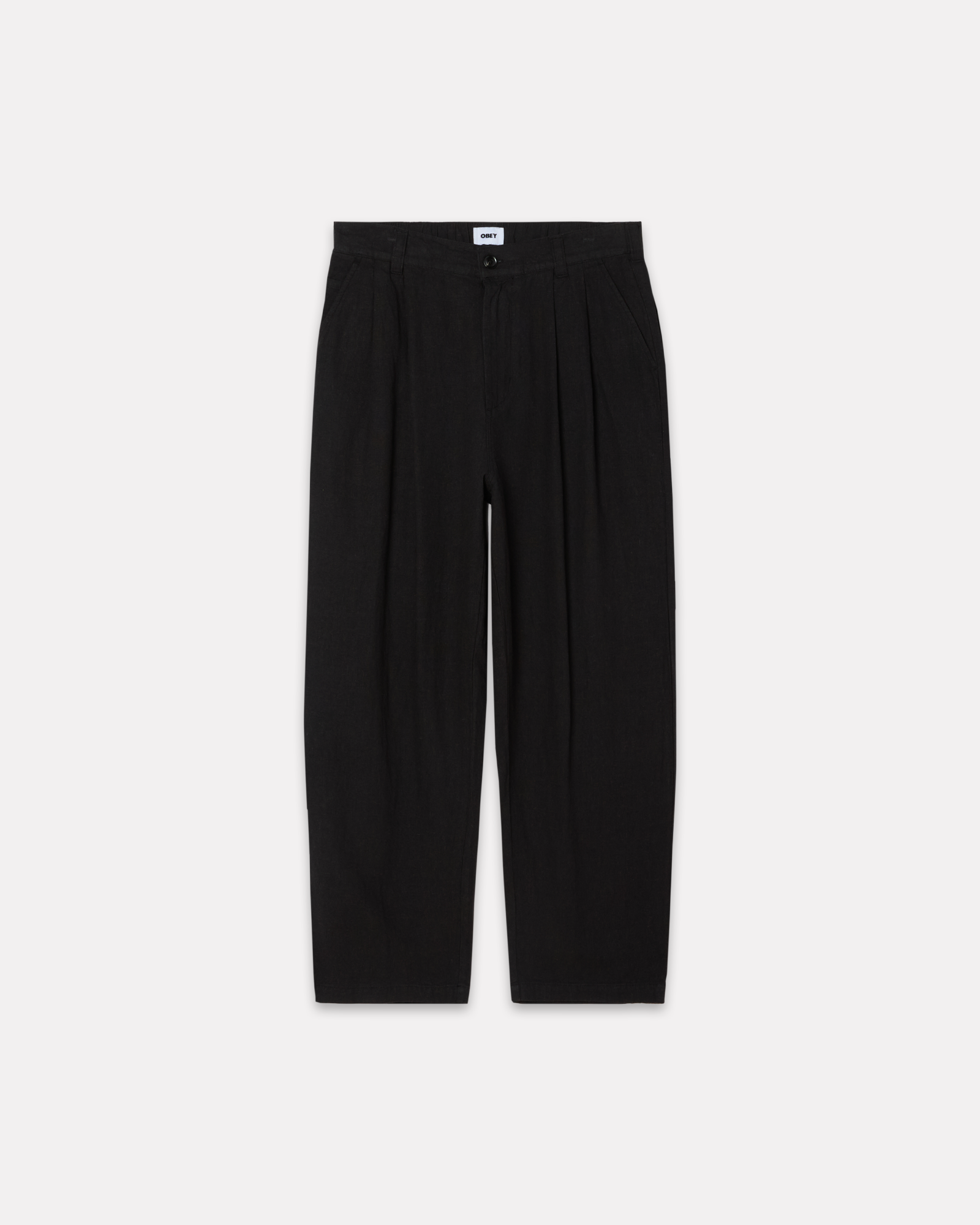 Obey - Foster pleated linen pant black